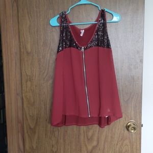 Mixed Fabric Tank Top